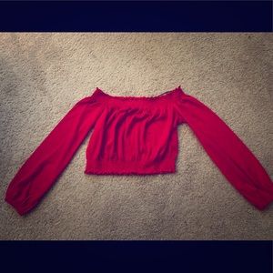 H&M Red long-sleeve crop top